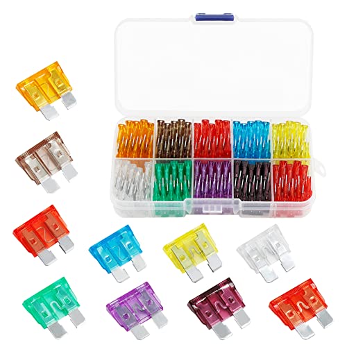 100Pcs Fusibles Coche Kit Mediano,5A 7.5A 10A 15A 20A 25A 30A 35A 40A 50A para Coche Automóvil Caravanas Furgoneta Moto