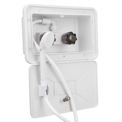 Ducha Exterior para Autocaravanas, Conveniente Control de Flujo de Agua Kit de Caja de Ducha Exterior para Autocaravanas para Botes Camper Autocaravana para Limpieza de Equipos Deportivos o