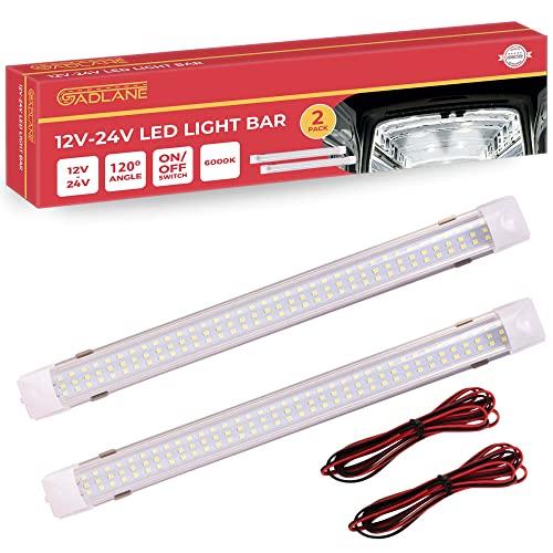 GADLANE Barra LED 12V - 24V Autocaravana, Camper, Barco, Cocina Luz Furgoneta Interior Luces Led 12v Interruptor Encendido/Apagado - 6000k - 34cm Longitud - Paquete De 2