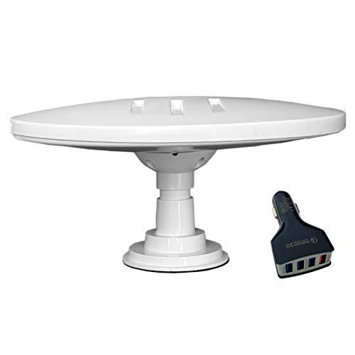 HELIO-MAGNET ANTENA de TV HD Digital Omnidireccional con 33dB Incorporado en Amplificador para DVB-T2 TDT FM DAB. 12V / 24V / 5V USB. Ideal para Autocaravanas Camiones Caravanas Barcos por Unispectra®