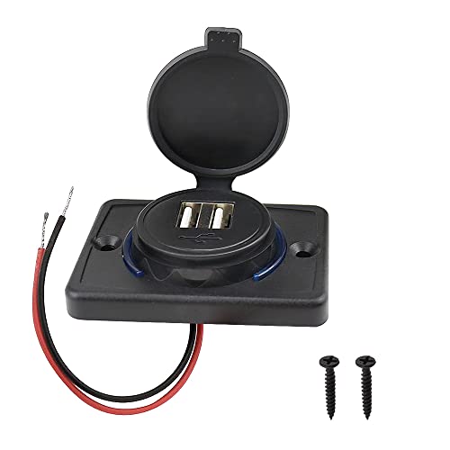JaneYi Toma de Carga USB 12V Cargador de Coche Doble USB 3.1A Adaptador Toma de Corriente Coche Enchufe USB Empotrable a Prueba de Agua con Indicador LED para Autocaravana Vehículo Barco Camione