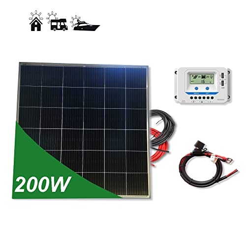 Kit 200W PRO 12V panel solar placa cuadrada monocristalina células PERC de alta eficiencia para caravanas autocaravanas