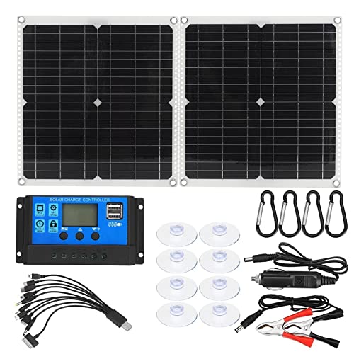 Kit De Sistema De Energía Solar Cargador De Batería De Panel Solar De 60 W Controlador De Carga Completo para Casas RV Barco Caravana Conjunto De Panel Solar Solo Panel Solar (con Controlador 100A)