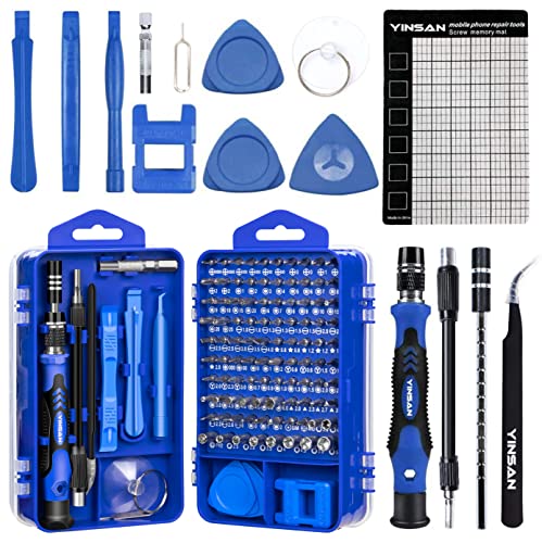 Kit Destornilladores Precisión 120 en 1 Juego Destornilladores - Destornilladores Pequeños Profesionales YINSAN Mini Puntas Atornillador con Eje Flexible para Reparación PC Móvil Cámara Tableta Gafas