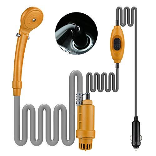 LIEBMAYA 12V Alcachofa Ducha Pistola Rociadora Portátil Auto Jardín Perro ideal para el camping, el coche o lavar al perro