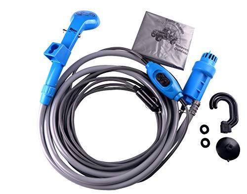 LIEBMAYA 12V Alcachofa Ducha Pistola Rociadora Portátil Auto Jardín Perro ideal para el camping, el coche o lavar al perro azul