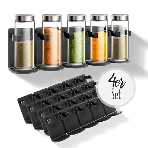 LOBUX®, estante para especias, organizador de armario de cocina autoadhesivo para guardar especias, ideal para cocina, pared, puerta de armario, autocaravana, camping (negro)