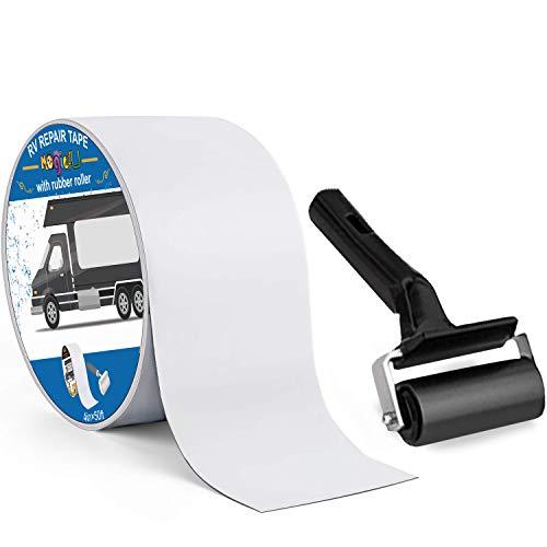 Magic4U Cinta selladora de techo para caravanas de autocaravana de 10x50 pies con rodillo de goma, sellado de barcos, fugas de techo de camiones y autocaravanas