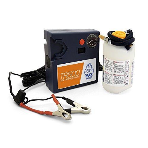 MAXTOOLS TR500 Kit reparador automático de ruedas de coches publicitarios, autocaravanas y caravanas, repara pinchazos, potente compresor de aire 12 V