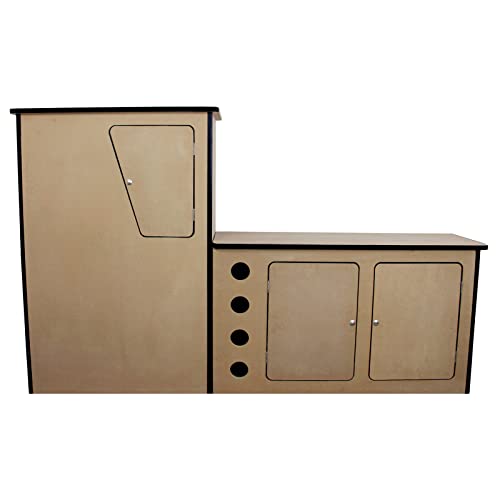 MDF Cocina Camper Autocaravanas Caravanas T4 Transporter Interior Armario Muebles Menaje Casa Rodante Volante a la Izquierda Botellero Integrado Riel de Aluminio Orificios de Fijación Pretaladrado