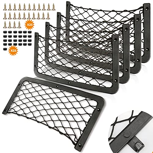 Red Almacenamiento Coche 5 PCS, Organizador Caravana 36*18CM, Multifuncional Accesorios Bolsa Maletero de Coche Asiento para Furgoneta,Autocaravanas,Barcos (con Gancho,Tornillo,Cubierta de Tornillo)