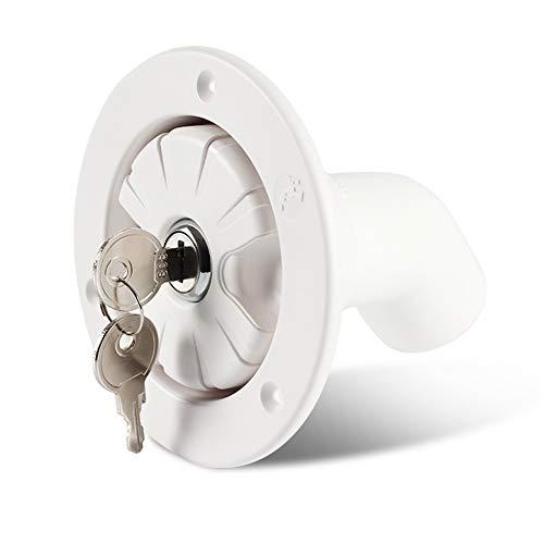 Tapa de Llenado de Agua Por Gravedad, MoreChioce 78 mm Cerradura de Puerta de Agua Por Gravedad Tapa de Tanque de Entrada de Agua Por Gravedad con 2 Llaves para Autocaravana Caravana Barco