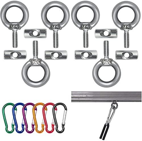 TNSLAND Tope para riel de Refuerzo de 6 mm, Acero Inoxidable, Tope de Refuerzo con 6 mosquetones de para caravanas, autocaravanas, autocaravanas, autocaravanas y Barcos