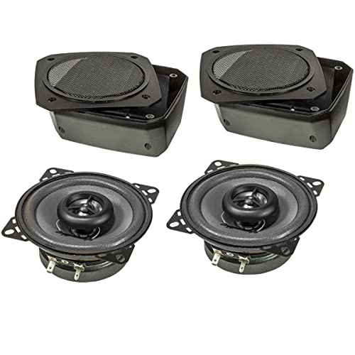 tomzz Audio 4000-010 Conjunto de Altavoces de Montaje en Superficie de Aspecto Retro en Caja DIN 100 mm Sistema coaxial de 2 vías 80 vatios