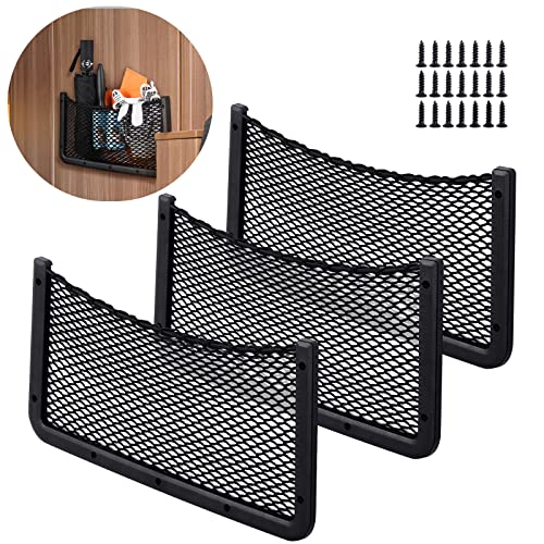 UIHOL Red Almacenamiento Caravana/Coche 3 PCS, Organizador de Red para Maletero Coche 40 * 20 cm, Multifuncional Equipaje Red Bolsa para Coche Asiento, Autocaravanas, Barcos, Hogar (Red Elástica)