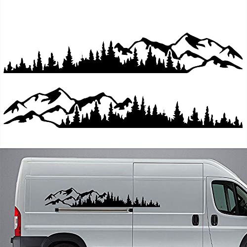 YlRNhe Calcomanías de coche – 2pcs coche lado cuerpo vinilo adhesivo gráfico montaña bosque pegatinas impermeables DIY decoración de coche, para coches, camiones, SUV, RV, camper, 74.67''x 12.61''