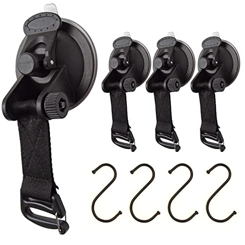 4 Piezas Ventosas Furgoneta Camper Ventosa con Gancho Accesorios Tienda para Techo de Coche Autocaravanas Anclaje de Ventosa Toldo Lateral Coche Fuertes Ganchos de Succión