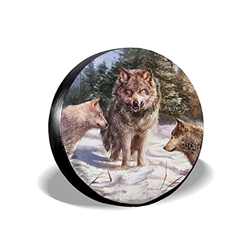 711 Cubiertas De Las Ruedas Lobo De Invierno Funda Rueda Repuesto Weatherproof Sunscreen Funda para RV, SUV, Autocaravanas 16 Inch