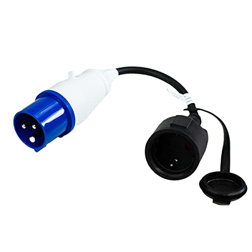 Adaptador CEE 230 V/16 A, enchufe CEE a enchufe Schuko, IP44