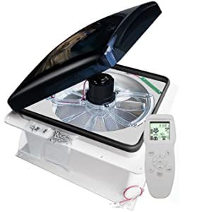 Aomdom Ventilador para Caravanas 15.7 Inch,12V Ventilador de Ventilación para Autocaravana Velocidad ajustable,con mando a distancia y sensores de lluvia