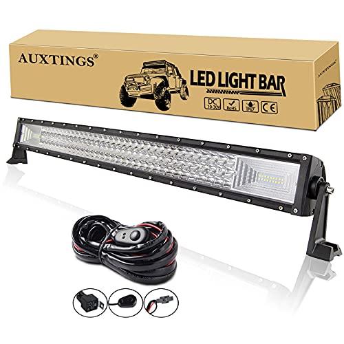 AUXTINGS 82cm 405W Barra de luz LED de trabajo haz de inundación para camiones tractores 4x4, barco todoterreno luz de conducción antiniebla,12V 24V,impermeable IP67