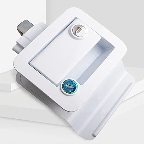 Baceyong Cerradura de paleta de entrada para caravana, accesorio para remolque de caravana con cerradura de puerta con cerrojo, pestillo para gabinete de remolque de coche, blanco