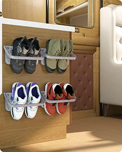 Baffect Zapatero Plegable 4 Piezas para Montaje en Pared,Zapatero Plegable Estante Colgante para el Almacenamiento de Zapatos Estante para los Zapatos Estante de Pared para los Zapatos,4 pcs Gris