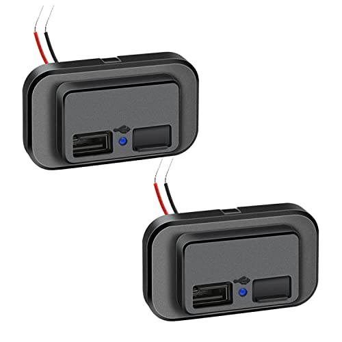 Cargador Coche USB,Toma de Cargador de Coche USB Dual,12V-24V Toma de Corriente Panel para GPS, Carritos de Golf, Barcos, Autocaravana, camión 2 piezas