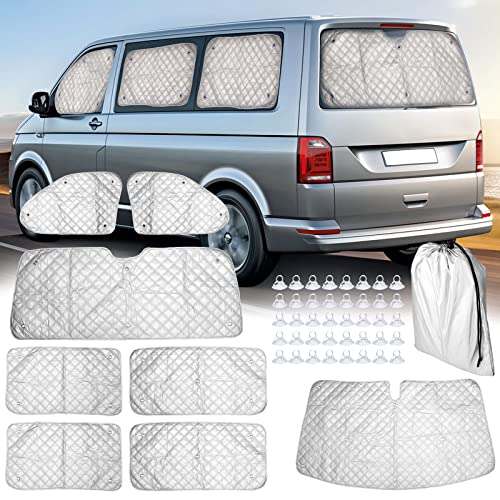 CICMOD Juego de Protección de Parabrisas para Parasol 8 Piezas Estor Térmico Coche Cubierta de Pantalla Frontal de Ventana para V W T5 T6
