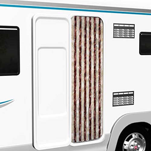 Festnight Cortina Mosquiteras para Puertas Cortina para Puerta Exterior, Chenilla Beige y Marrón Claro 56x185 cm