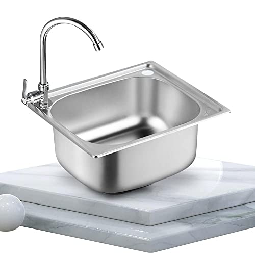 Fregadero De Cocina Pequeño, Cuenco Individual Fregadero De Acero Inoxidable Autocaravana Autocaravana Para Instalación Empotrada Y Bajo Cubierta Escurridor Reversible Con Abrazaderas Para Tubos De De