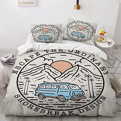 Funda Nordica Cama 135 Autocaravana Juego de Ropa de Cama Cálido Transpirable Microfibra para Infantil Juvenil con Cremallera, 1 Funda Nórdica 220x230 cm + 2 Fundas de Almohada 50x75 cm