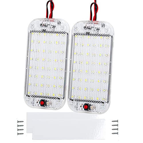 Intckwan 2 Pcs 48 LED Iluminación Interior de Coche, 12 V - 85 V Lámpara Blanca con Interruptor de Encendido/Apagado para Iluminación de Coche, Autocaravana, Camión, Furgoneta