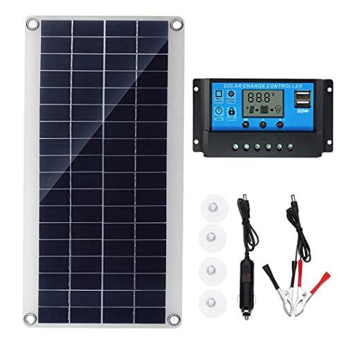 Kit de Panel Solar, Sistema de Kit de Panel Solar 400W 18v Módulo Solar monocristalino Flexible con Controlador de Carga Solar 60A para Autocaravana, Bo