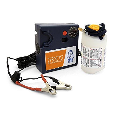 MAXTOOLS TR500 Kit reparador automático de ruedas de coches publicitarios, autocaravanas y caravanas, repara pinchazos, potente compresor de aire 12 V