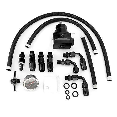 Medidor de Aceite para Automóvil, Fácil de Instalar, Kit de Manómetro, Regulador de Presión para Automóvil, Remolque de Viaje para Autocaravana(negro completo)