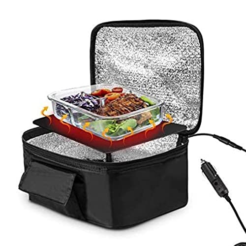 Mini Microondas Portátil para Coche, 12V Impermeable Ligero Fácil de Limpiar Seguridad Horno Eléctrico Calefacción Rápida Caja de Picnic para Viajes Camping Cocinar Alimentos Negro