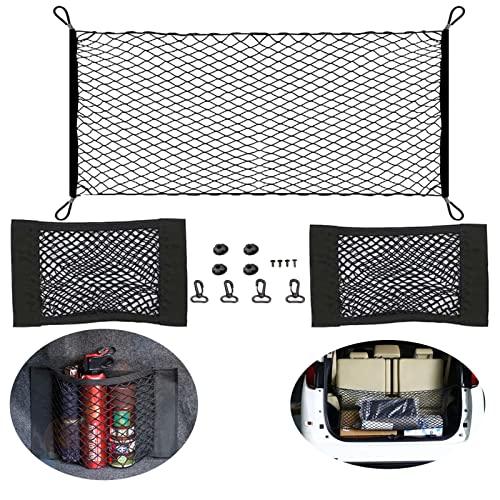 Naturezhen Red Maletero de Coche, Incluir 1 Red de Carga Coche 110 * 60cm 2 Red de Almacenamiento 40 * 25cm, Red Elástica Maletero Organizador Red (Kit de 3)