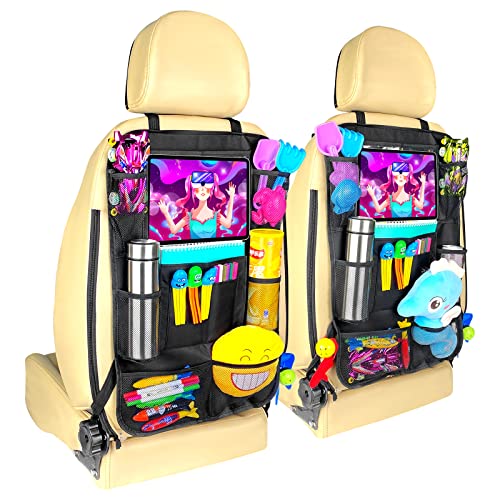 Newaner 2 piezas Organizadores para Coche llevar multibolsillos tela oxford evitar patadas asiento trasero del coche organizador grande,12 pulgadas iPad / bolsillo, lorganizador asiento coche niños.