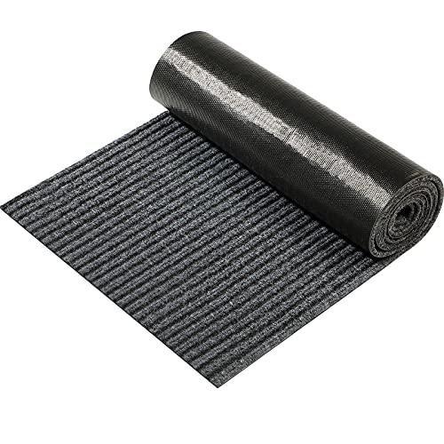 Nuanchu Tapete de Puerta Frontal Grande Semiacabada Tapete Antideslizante de Bienvenida a Rayas 40 x 200 cm Tapete Impermeable de Zapatos de Entrada Corredor de Alfombra de Mascota (Gris, 1 Rollo)