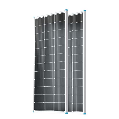 Renogy Placa Solar 12V 200W, 2 X Placas Solares 100W, Placas Solares para Casa, Placa Solar para Furgoneta Coche Autocaravana Camping, Módulo Monocristalino para Cargar Batería de 12v