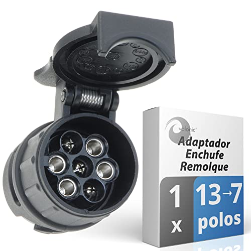 valonic Adaptador Enchufe Remolque - 13 a 7 - Accesorios para Caravana, Coche, camión, Porta bicis - 13 Pines a 7 Pines