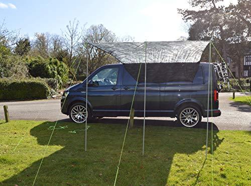 Wild Earth Camper Van Sun Canopy Conversiones de furgoneta autocaravana 2,4 m x 3 m Camuflaje gris autocaravanas RV Day Van Conversiones