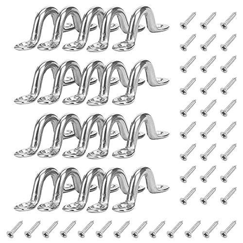 XAVSWRDE 20 Piezas Bucles de Cubierta de Kayak y 40 Tornillos Anilla de Sujeción de Acero Inoxidable Accesorios para Kayak Tirador para Muebles Anilla de Amarre para Toldo Caravana Remolque