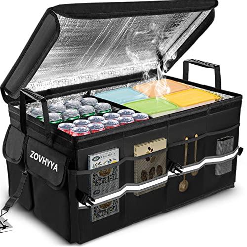 ZOVHYYA Organizador Maletero Coche 68L Bolsa para Baúl Coche Caja Almacenamiento Coche Impermeable Portátil Plegable Térmica y Fresco con 2 Asas y Cuerdas de Fijación Uso Casero Camping al Aire libre