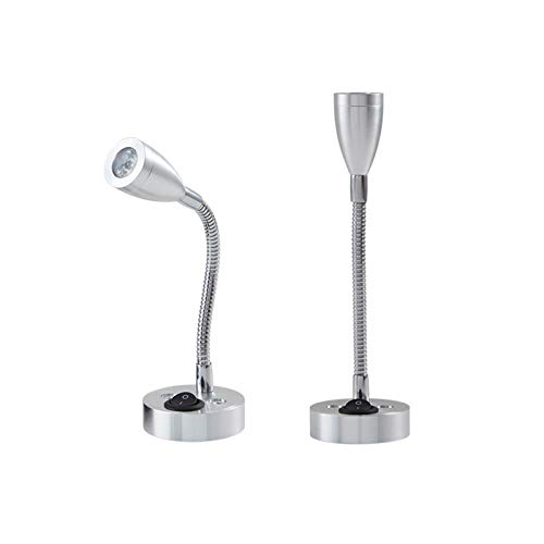 2pcs 12V Lampara Lectura Pared, Ajustable Lámpara Lectura Led Cilíndrico 3W 6000K Luz Blanca 150LM Luz de Lectura con Interruptor para Barco Coche Caravana Autocaravana Camper Yate Furgoneta