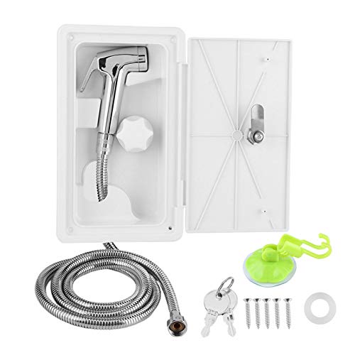 Akozon RV Kit de ducha al aire libre Cabezal de ducha caliente y fría con 2 llaves para barco marino RV Caravana Accesorios para autocaravana Ducha al aire libre Autocaravana