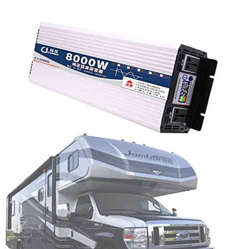 AWJ Inversor de Onda sinusoidal Pura de 6000 W, convertidor de Voltaje de Onda sinusoidal Pura de 12 V a 220 V, Pantalla Digital Real, Adecuado para autocaravanas, automóviles y v