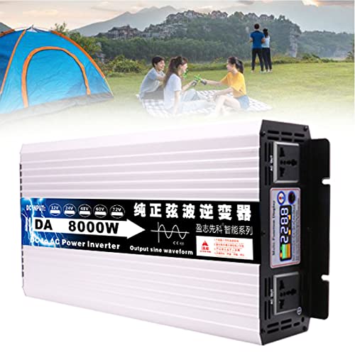 BEZAX 6000w 8000w Inversor De La Onda Sinusoidal Pura DC 12v/24v/48v/60v/72v a AC 110v/220v Inversor De Potencia Alta Eficiencia ​convertidor,para Autocaravanas,Camión,Camping,8000W-12Vto220V