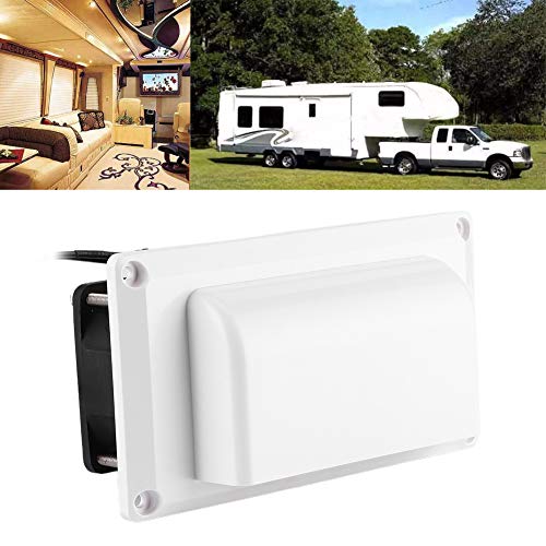 Camrusic Cubiertas de ventilación Lateral RV 12V 25W Ventilación de ventilación Ventilador de Escape para Autocaravana, Caravana, Remolque, Caravana, Barco, yate Marino, Blanco